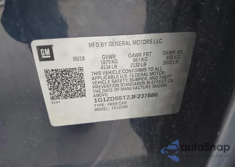 2018 Chevrolet Malibu Lt from USA, damaged, VIN 1G1ZD5ST2JF237886